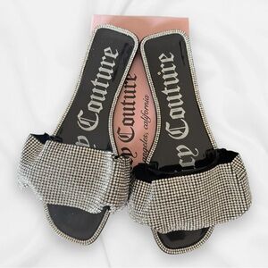 Juicy Couture Black Patent & Rhinestone Sandals Size 6M
